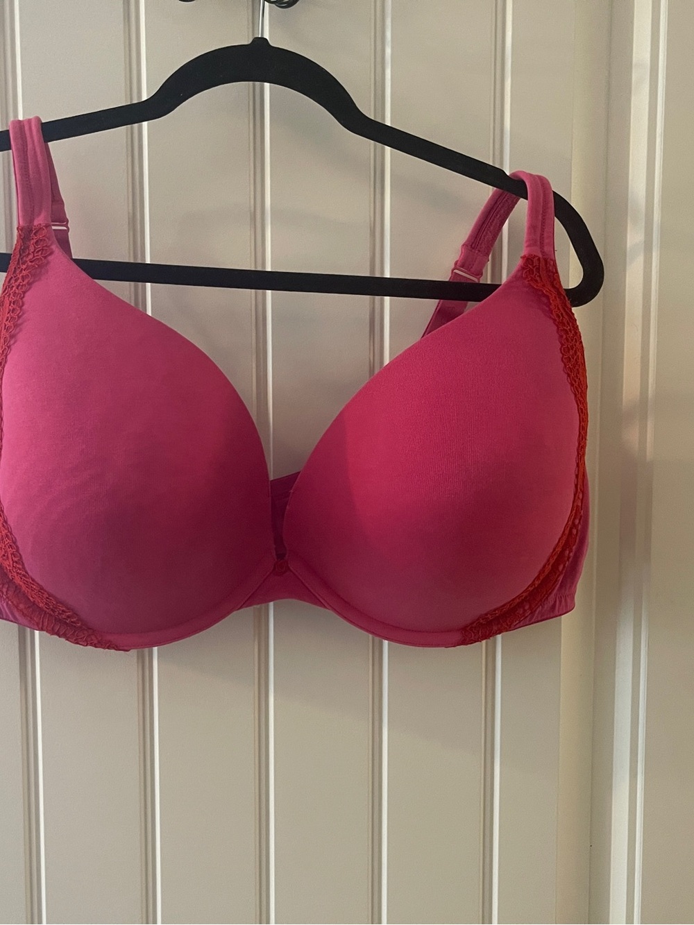 Cacique Hot Pink Lace-Trim T-Shirt Bra
